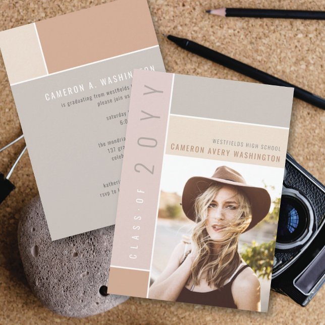 Mondrian Färg Blocks Mod Photo Studentfest I Inbjudningar (Skapare uppladdad)