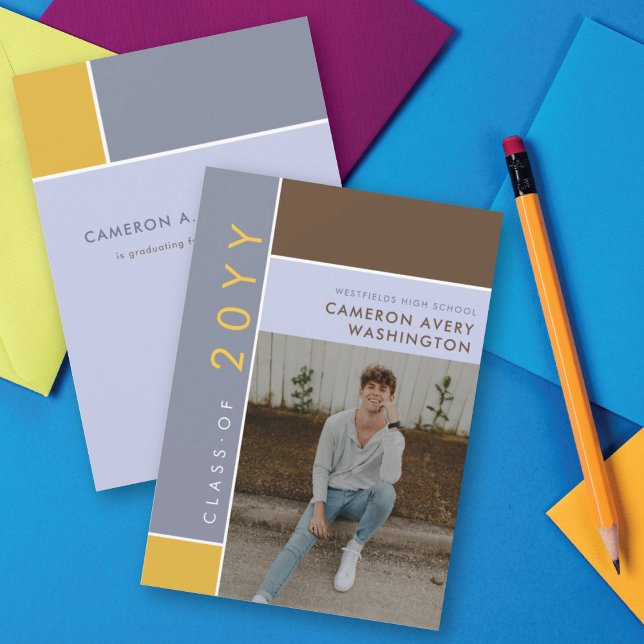 Mondrian Färg Blocks Mod Photo Studentfest Inbjudningar (Skapare uppladdad)