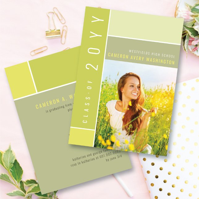 Mondrian Färg Blocks Mod Photo Studentfest Inbjudningar (Skapare uppladdad)