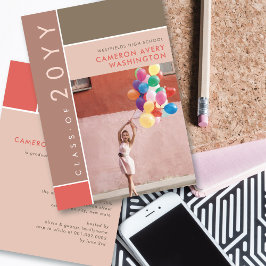 Mondrian Färg Blocks Mod Photo Studentfest Inbjudningar