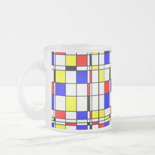 Mondrian färgrik Minimalist De Stijl modern konst Frostad Glasmugg
