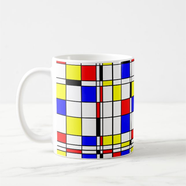 Mondrian färgrik Minimalist De Stijl modern konst Kaffemugg (Vänster)