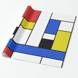 Mondrian fodrar glansigt slående in papper, 30" x presentpapper