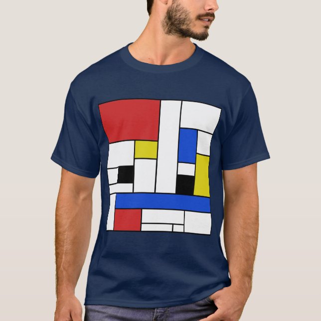 Mondrian fodrar manar mörka T-tröja T-shirt (Framsida)