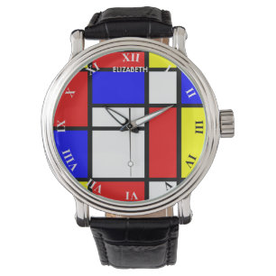 Mondrian för geometrisk design inspirerad modern armbandsur
