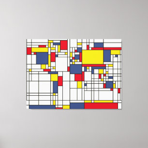 Mondrian för världskartaabstrakt stil canvastryck
