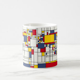 Mondrian för världskartaabstrakt stil kaffemugg