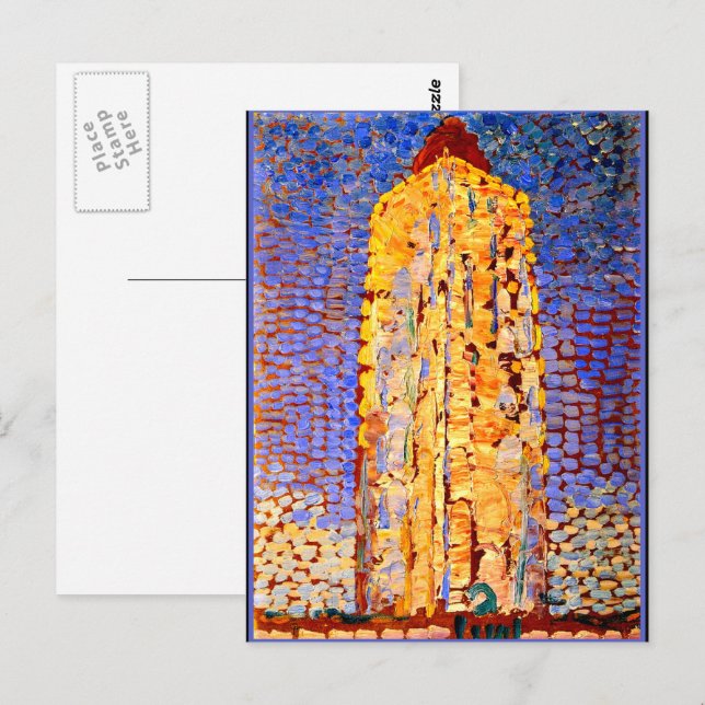 Mondrian - fyr vid Westkapelle Vykort (Fram/baksida)