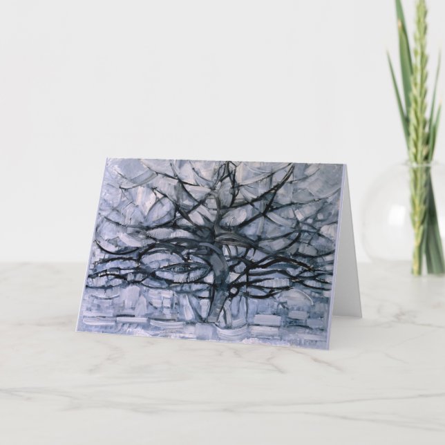 Mondrian-Grått Träd, berömd, färgning, Kort (Framsida)