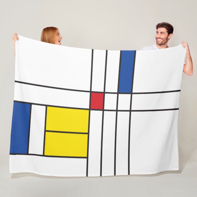 Mondrian II Minimalist De Stijl Modern Art Design Fleecefilt (På plats)
