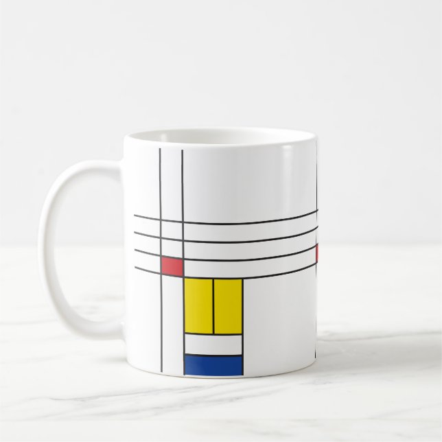 Mondrian II Minimalist De Stijl Modern Art Design Kaffemugg (Vänster)