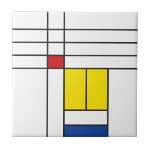 Mondrian II Minimalist De Stijl Modern Art Design Kakelplatta