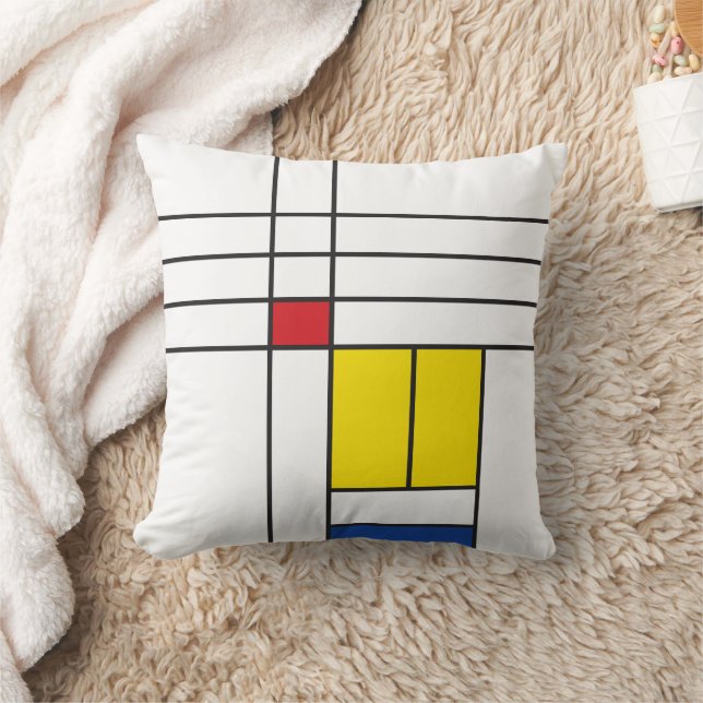 Mondrian II Minimalist De Stijl Modern Art Design Kudde (Filt)