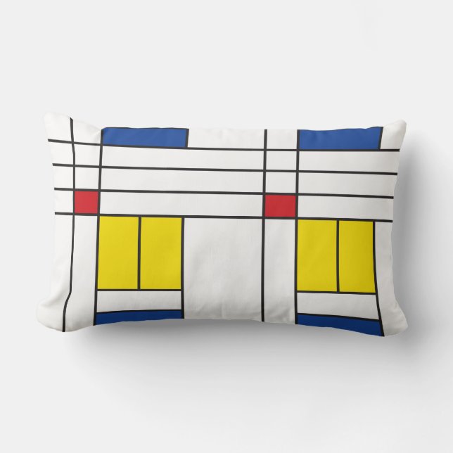 Mondrian II Minimalist De Stijl Modern Art Design Lumbarkudde (Framsida)