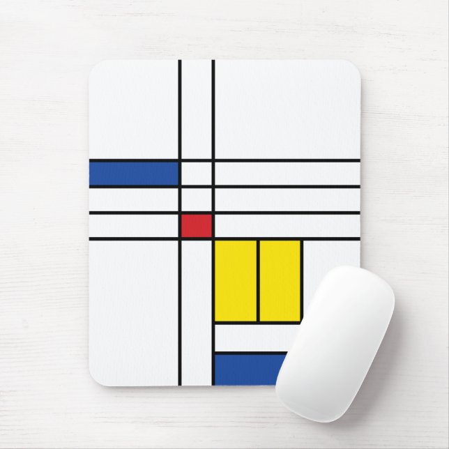 Mondrian II Minimalist De Stijl Modern Art Design Musmatta (Med mus)