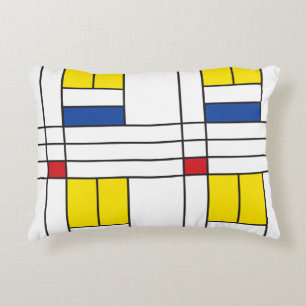 Mondrian II Minimalist De Stijl Modern Art Design Prydnadskudde