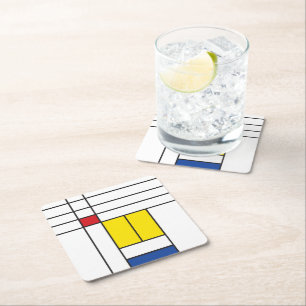 Mondrian II Minimalist De Stijl Modern Art Design Underlägg Papper Kvadrat