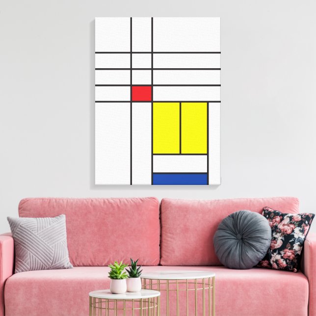 Mondrian II Minimalistisk De Stijl Modern Konst De Canvastryck (Insitu (Vardagsrum))