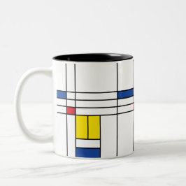 Mondrian II Minimalistisk De Stijl Modern Konst De Två-Tonad Mugg