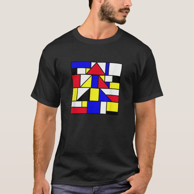 Mondrian inspired abstract primary colors geometri t shirt (Framsida)
