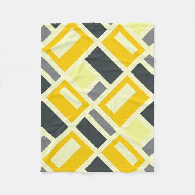 MONDRIAN INSPIRED - GULT & GRÅTT FLEECEFILT (Framsidan)