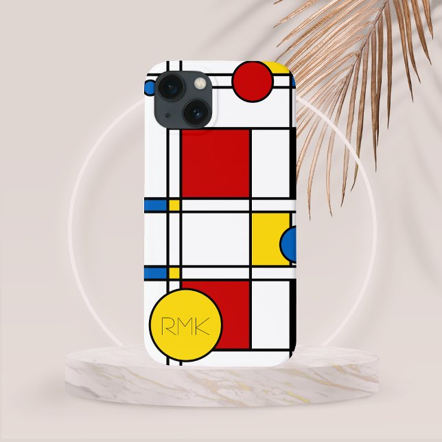 Mondrian Inspired Neo-Plasticism Abstrakt (Custom Initials Mondrian Inspired Neo-Plasticism Abstract Art Phone Case)