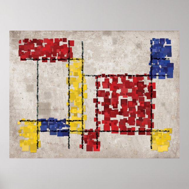 Mondrian Inspired Squares Poster (Framsidan)