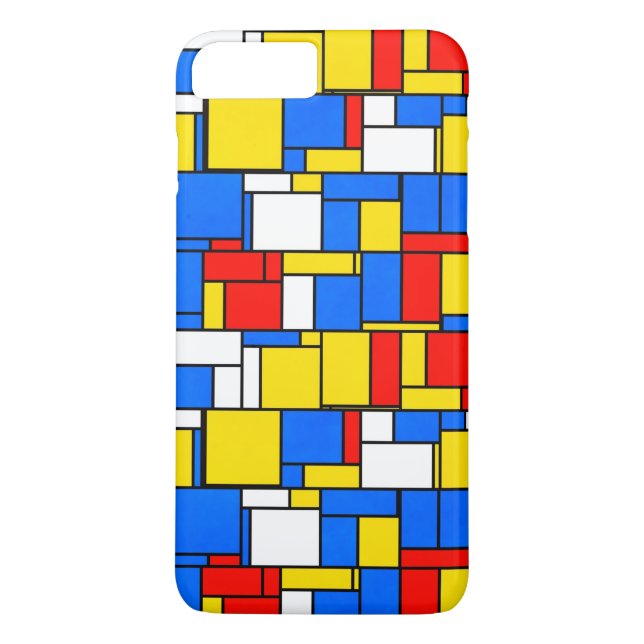 Mondrian Inspired Stil Red Blue Mönster Case-Mate iPhone Skal (Baksida)