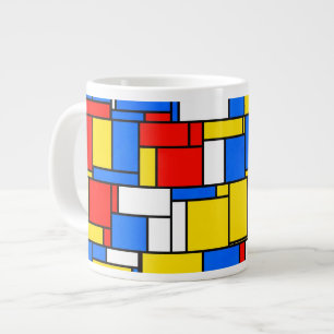 Mondrian Inspired Stil Red Blue Mönster Jumbo Mugg