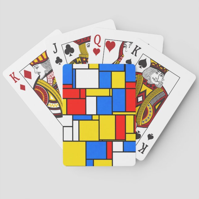 Mondrian Inspired Stil Red Blue Mönster Kortlek (Baksidan)