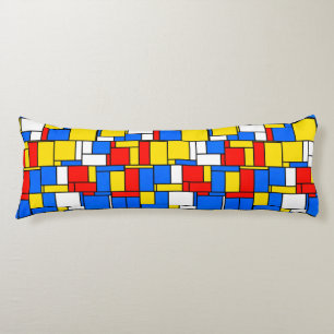 Mondrian Inspired Stil Red Blue Mönster Kroppskudde