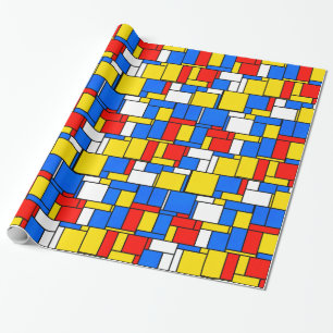 Mondrian Inspired Stil Red Blue Mönster Presentpapper