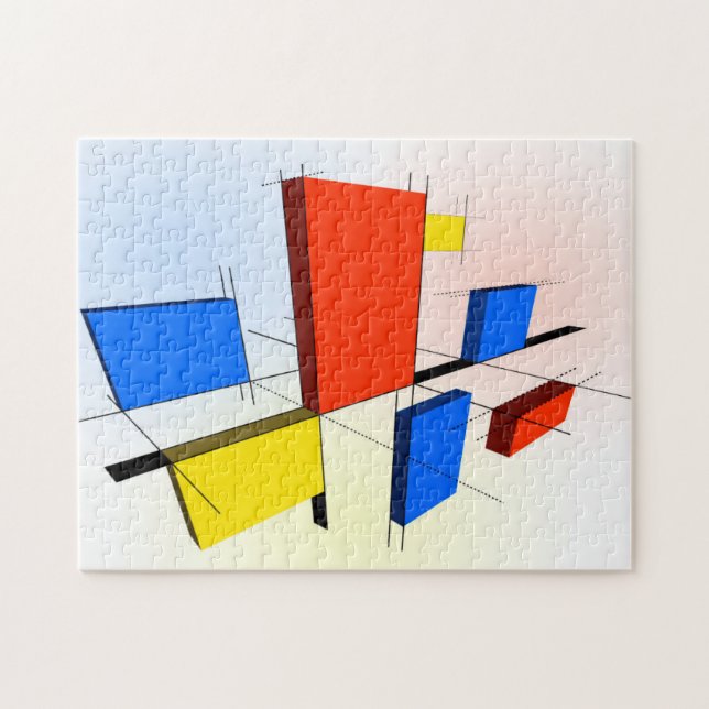 Mondrian inspirerade 3D Pussel (Horisontell)