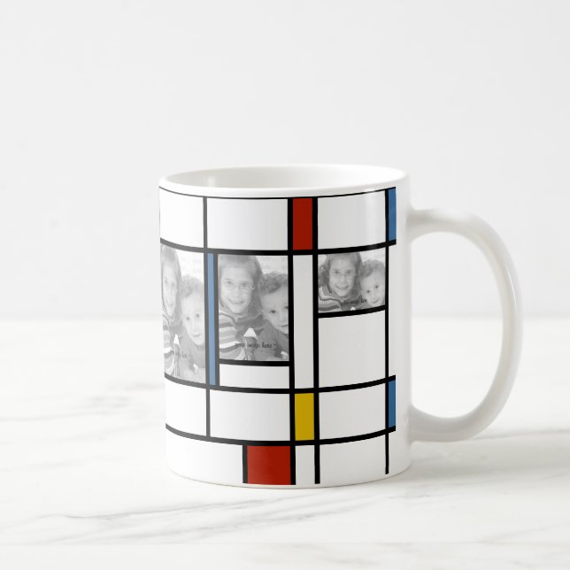 Mondrian inspirerade fotomallmuggen kaffemugg (Höger)