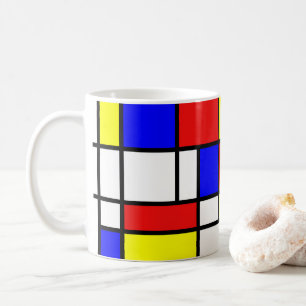 Mondrian inspirerade kaffemugg
