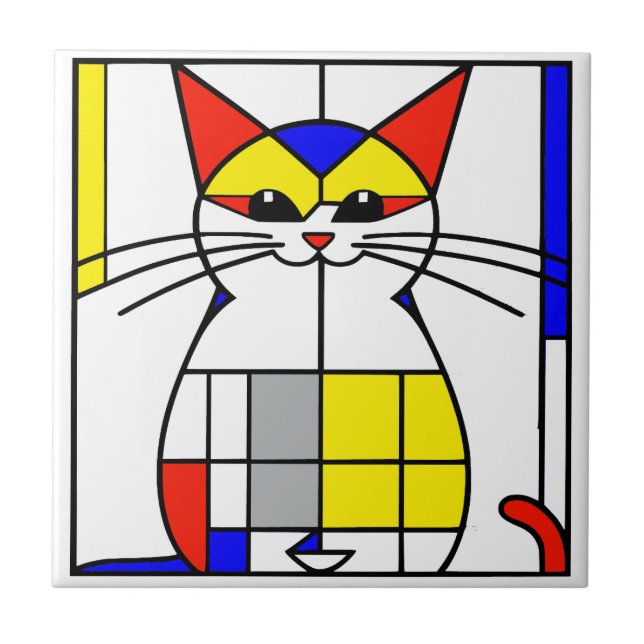 Mondrian katt kakelplatta (Framsidan)