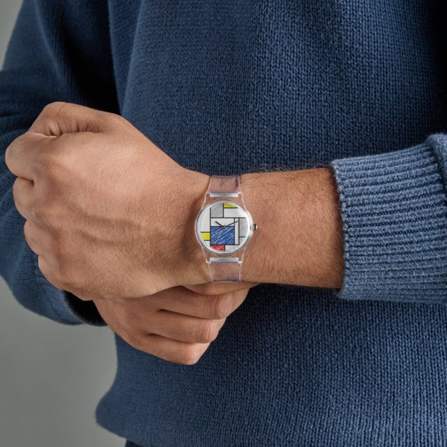 Mondrian klotter Minimalistisk De Stijl Modern kon Armbandsur (Hand)
