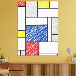 Mondrian klotter Minimalistisk De Stijl Modern kon Canvastryck