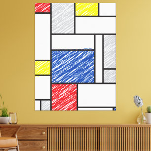 Mondrian klotter Minimalistisk De Stijl Modern kon Canvastryck