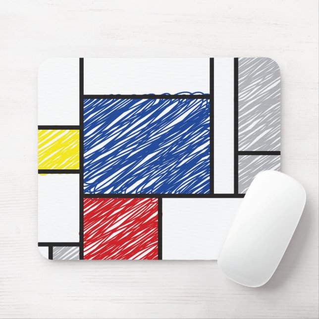 Mondrian klotter Minimalistisk De Stijl Modern kon Musmatta (Med mus)
