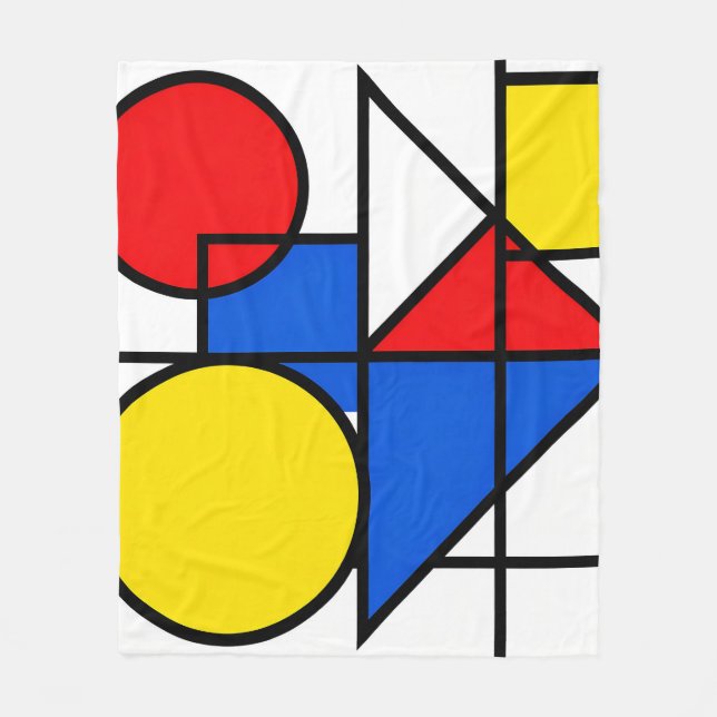 Mondrian Komposition i Primärfärger Fleecefilt (Framsidan)