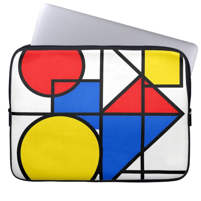 Mondrian Komposition i Primärfärger Laptop Fodral (Framsidan)