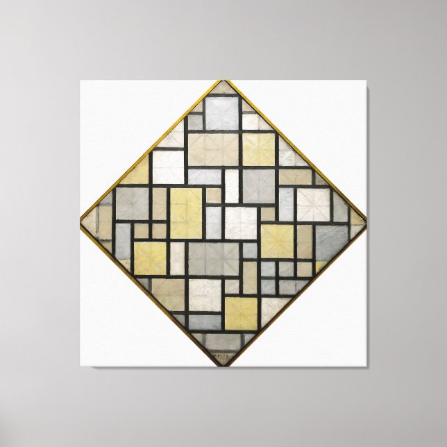 MONDRIAN - KOMPOSITION MED RUTNÄT 5: ROMB - 1919 CANVASTRYCK (Framsida)