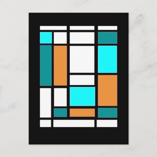 Mondrian, Komposition, Teal Parodi Postkort Vykort (Framsida)