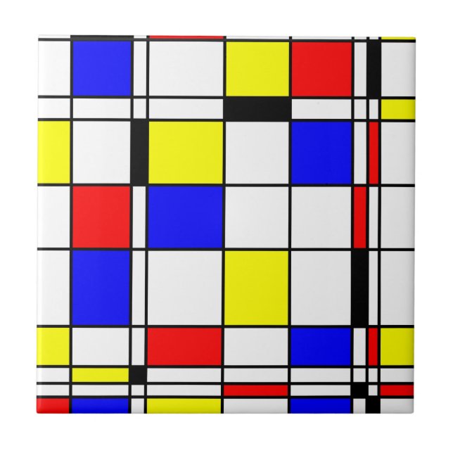 Mondrian konststil kakelplatta (Framsidan)