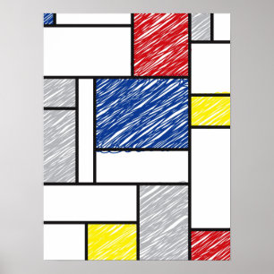 Mondrian Kritar Minimalistisk De Stijl Modern Kons Poster