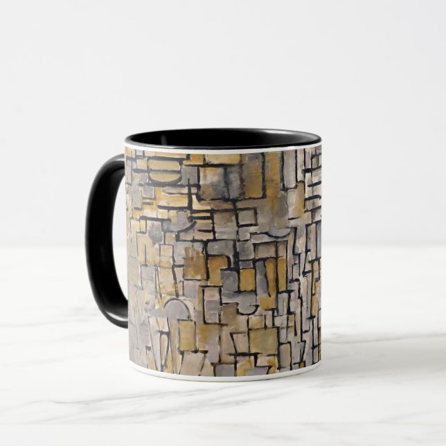 Mondrian Kubistisk Övergångskonst Morfande Mugg (Framsida vänster)