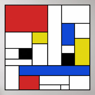 Mondrian linjer 24" x 24" (Matte) affisch, Poster