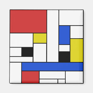 Mondrian Linjer 2 Tums Fyrkantig Magnet