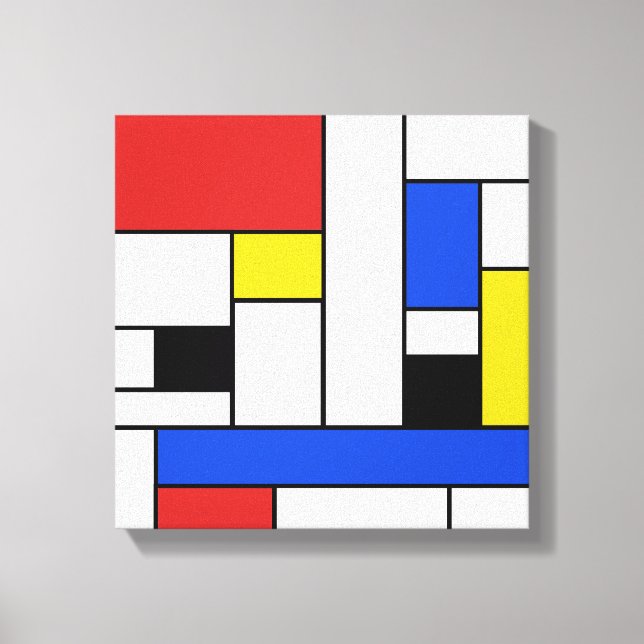 Mondrian Linjer Wrapped Canvas 12 tum x 12 tum (Framsida)